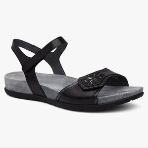 Black and Gray Comfort Sandals with Ankle Strap